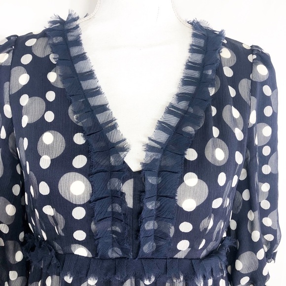 INC Beautiful Navy Silk Polka Dot Dress   B18 - Picture 2 of 6